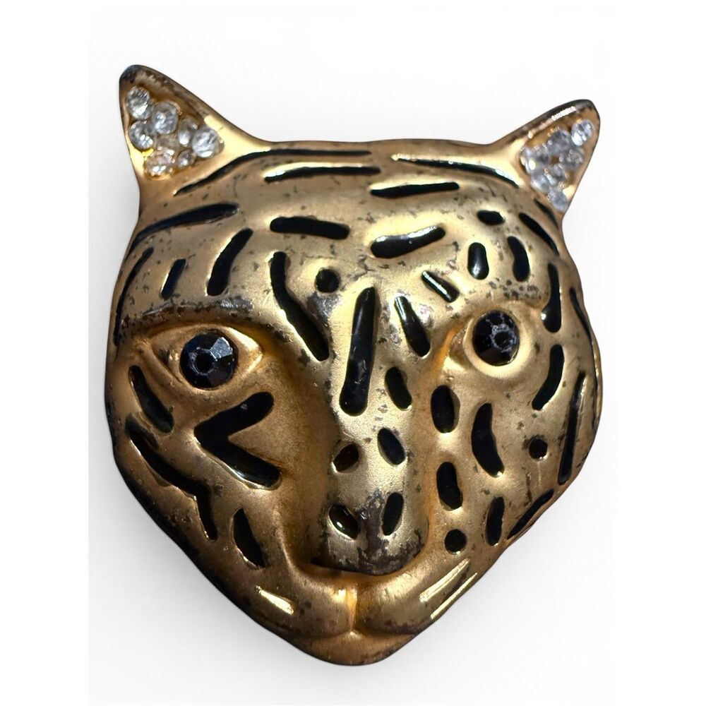 Vintage Gold Leopard Brooch For Women Statement Cat Animal Jewelry Bold - Picture 12 of 17